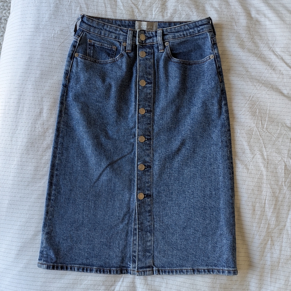 Everlane Denim Pencil Skirt Button Front Size 26 (Size 4)